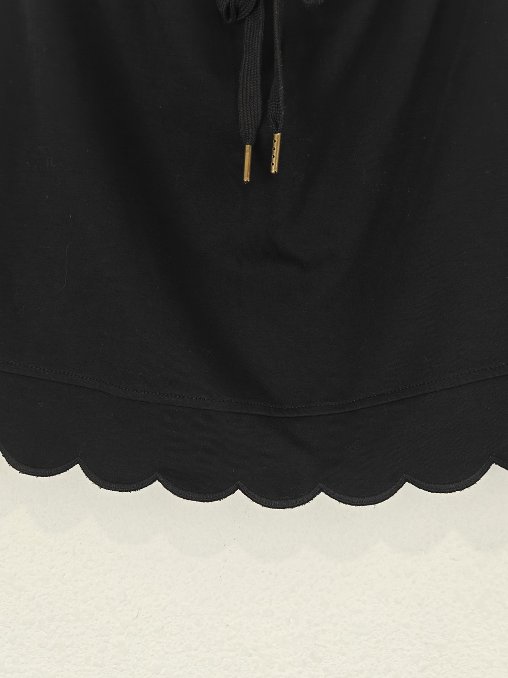 Entro Scallop Hem Skort Mini Skirt Black Athleisure Drawstring Shorts Lined Sz S - Picture 6 of 12